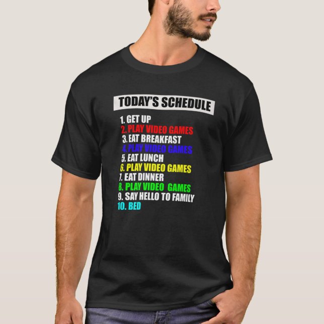 Camiseta Mi horario Perfecto Día Videojuegos Tee Juego Grac (Anverso)