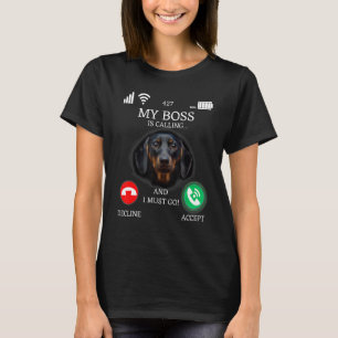Camiseta Mi Jefe El Dachshund Está Llamando Y Debo Ir Perro