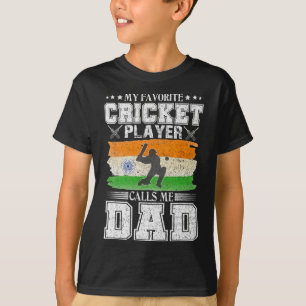 Camiseta Mi jugador de cricket favorito me llama papá bande