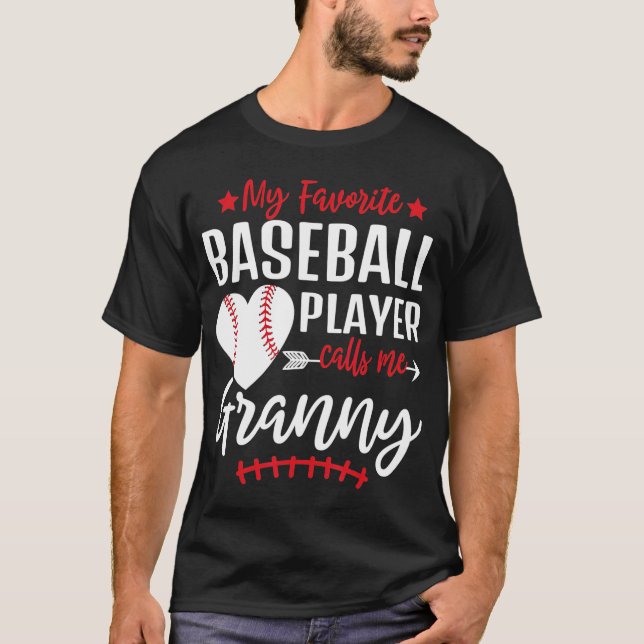 Camiseta Mi jugador favorito de béisbol me llama abuela (Anverso)