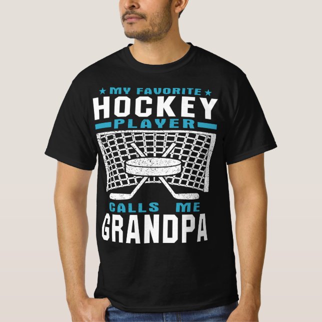 Camiseta Mi jugador favorito de hockey - Abuelo - Texto de  (Anverso)
