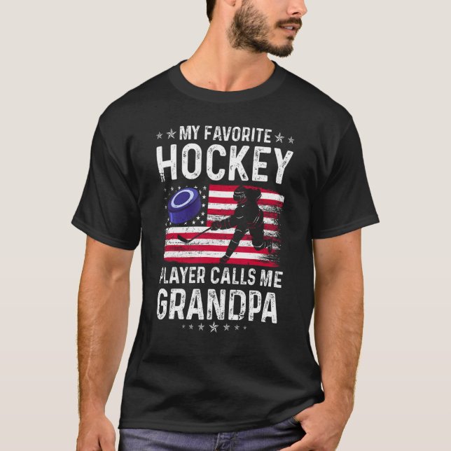 Camiseta Mi jugador favorito de hockey me llama Grandpa Ame (Anverso)