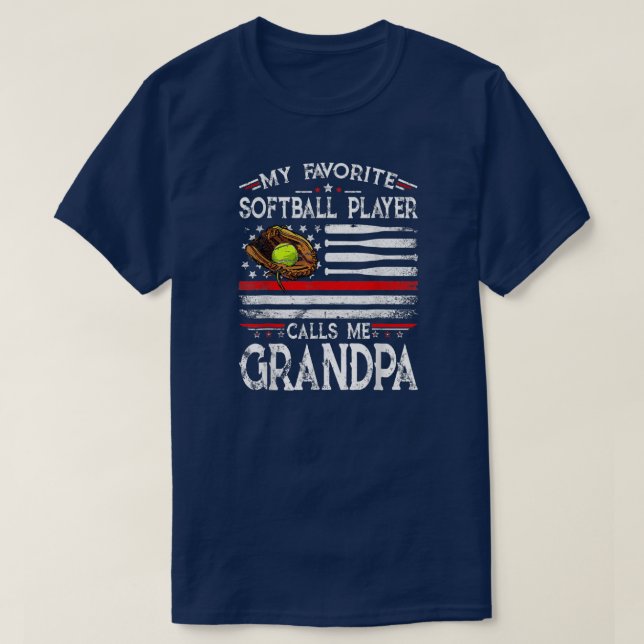 Camiseta Mi jugador favorito de Softball me llama abuelo (Diseño del anverso)