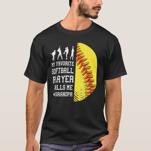 Camiseta Mi jugador favorito de Softball me llama abuelo (Anverso)