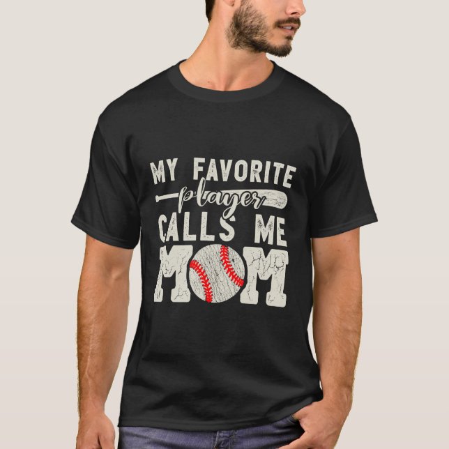 Camiseta Mi jugador favorito me llama mamá Béisbol, ¡ánimo! (Anverso)
