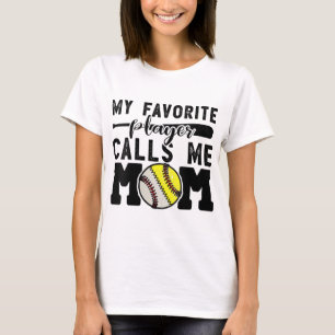Camiseta Mi jugador favorito me llama mamá Béisbol Softball