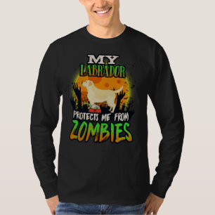 Camiseta Mi labrador me protege del barrio de los zombies