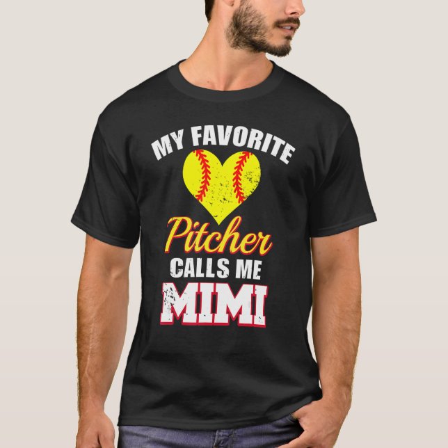 Camiseta Mi lanzador favorito me llama Softball Mimi Pitche (Anverso)