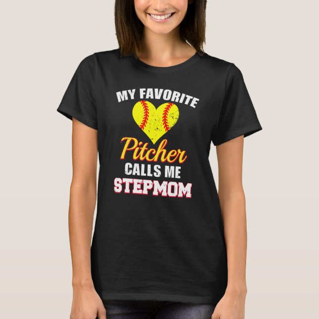 Camiseta Mi lanzador favorito me llama Stepmom Pitcher Soft (Anverso)