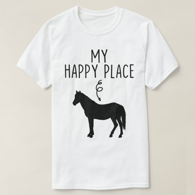 Camiseta Mi lugar feliz de los regalos de los caballos de l (Diseño del anverso)