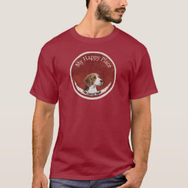 Camiseta Mi lugar feliz Diseño de círculo vintage de perro 