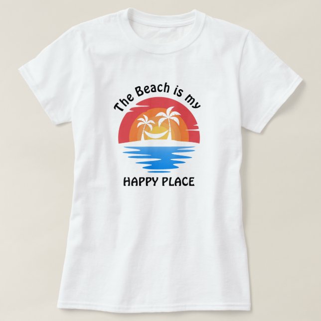 Camiseta Mi lugar feliz es la playa (Diseño del anverso)