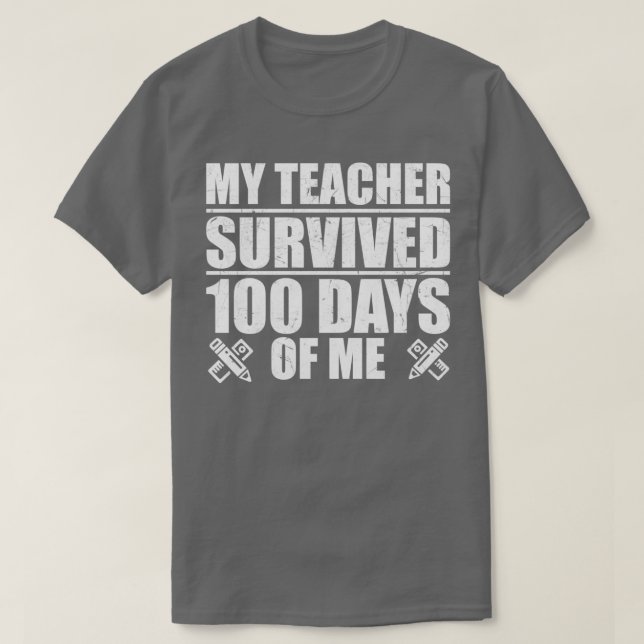 Camiseta Mi Maestra Sobrevivió A 100 Días De Mi Divertida E (Diseño del anverso)