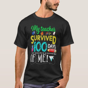 Camiseta Mi maestro sobrevivió 100 días conmigo divertido 1
