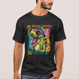 Camiseta Mi maestro sobrevivió 100 días de mí divertida esp