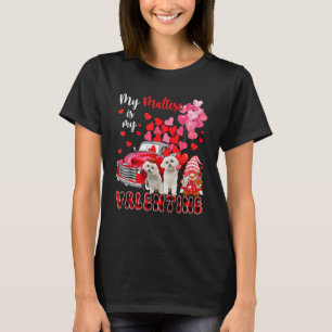 Camiseta Mi Maltés Es Mi San Valentín Dos Perros Con Gnome