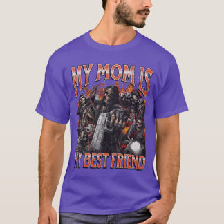 Camiseta Mi mamá es mi mejor amiga divertido esqueleto duro