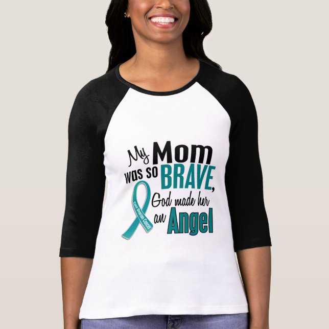 Camiseta Mi mamá es un cáncer ovárico del ángel 1 (Anverso)