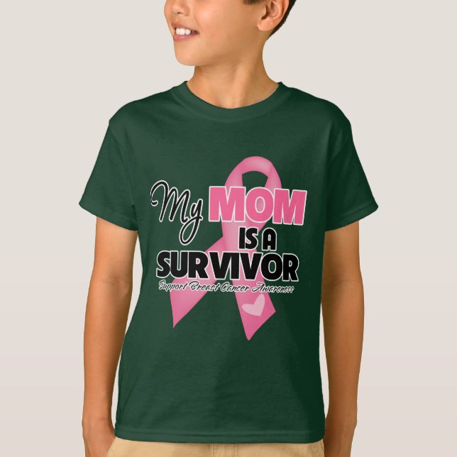 Camiseta Mi mamá es un superviviente - cáncer de pecho (Anverso)