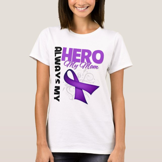 Camiseta Mi mamá siempre mi héroe - cinta púrpura (Anverso)