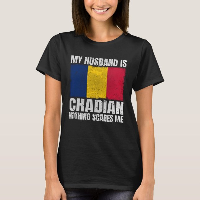 Camiseta Mi marido es la bandera de Chad para la esposa Cha (Anverso)