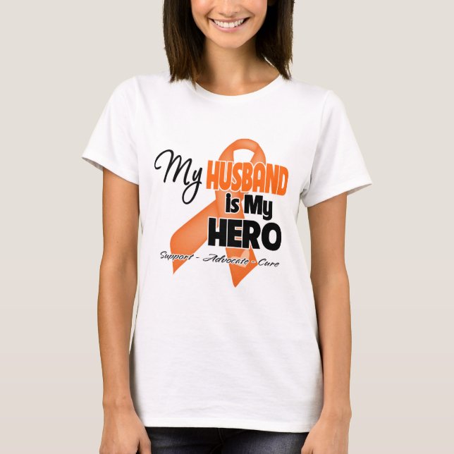 Camiseta Mi marido es mi héroe - leucemia (Anverso)