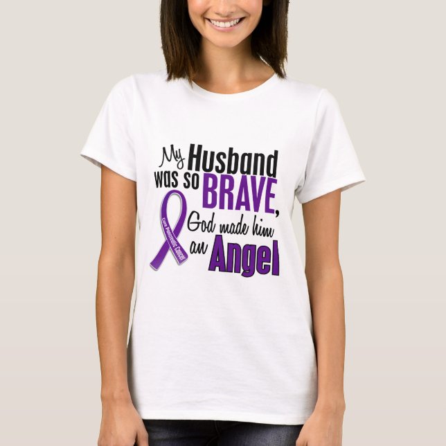 Camiseta Mi marido es un cáncer pancreático del ángel (Anverso)