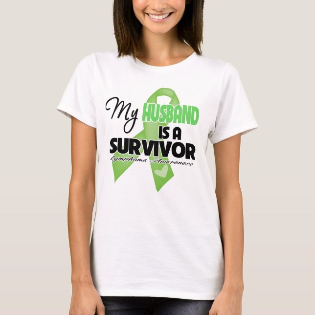Camiseta Mi marido es un superviviente - linfoma (Anverso)