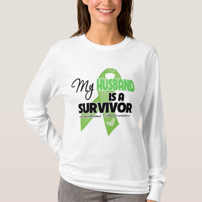 Camiseta Mi marido es un superviviente - linfoma (Anverso)