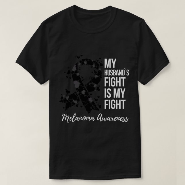 Camiseta Mi marido lucha contra el cáncer de piel de melano (Diseño del anverso)