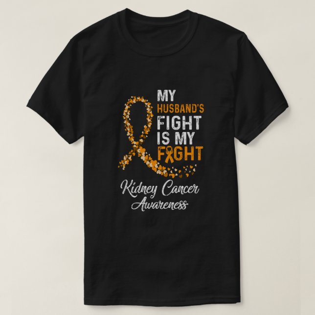 Camiseta Mi Marido Lucha Es Mi Lucha Contra El Cáncer De Ri (Diseño del anverso)
