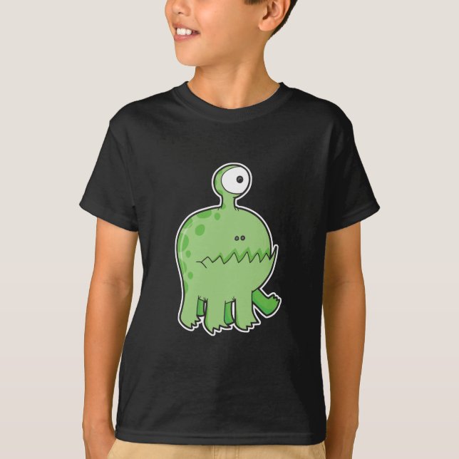 Camiseta mi mascota cíclope monstruo verde (Anverso)