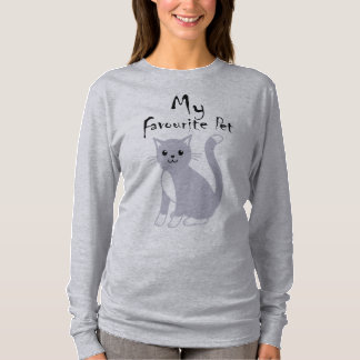 Camiseta Mi mascota favorita Arte de línea de gato minimali