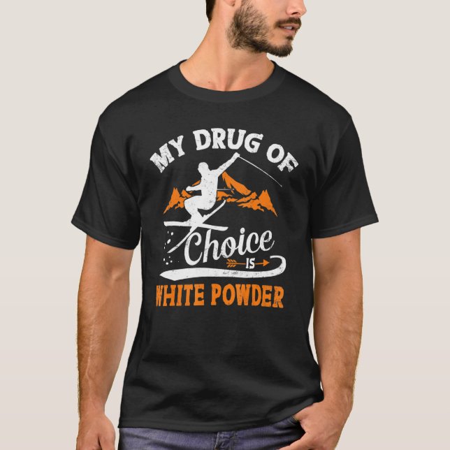 Camiseta Mi Medicamento De Elección Es El Esquí En Polvo Bl (Anverso)