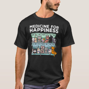 Camiseta Mi Medicina Para La Felicidad Llamaba Gatos Todos