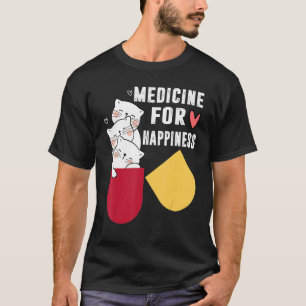 Camiseta Mi medicina para la felicidad llamaba gatos todos