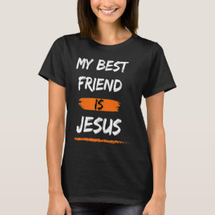 Camiseta Mi mejor amigo es Jesús Naranja Negro Pincel blanc