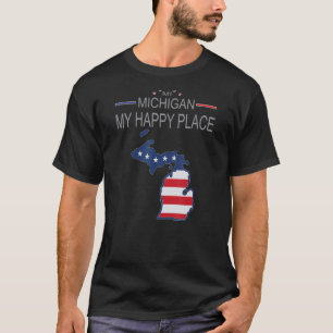 Camiseta MI Michigan My Happy Place USA bandera mapa