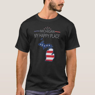 Camiseta MI Michigan My Happy Place USA bandera mapa
