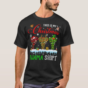 Camiseta Mi Navidad Pajama rojo plaid Santa Reindeer Elf El