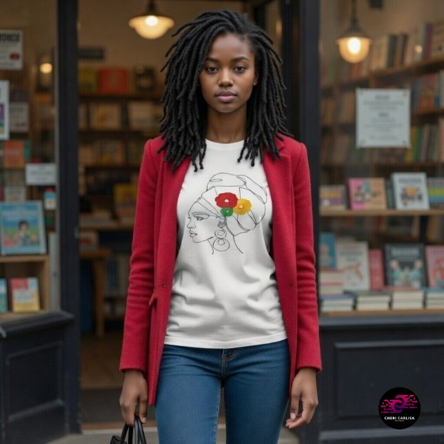Camiseta Mi negro es hermoso (Books behind her. Culture in front. Black excellence in motion.)