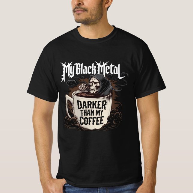 Camiseta Mi negro Metalizado más oscuro que mi café (Anverso)