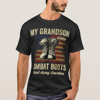 Camiseta Mi nieta lleva botes de combate Una Abuela Orgullo
