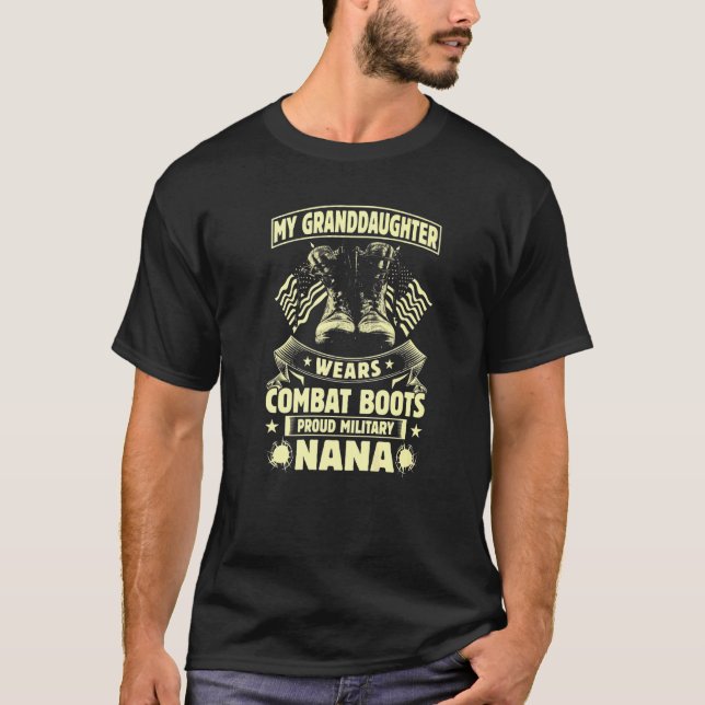 Camiseta Mi Nieta Usa Boots De Combate Orgullosos Militares (Anverso)