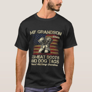 Camiseta Mi nieto lleva botes de combate y banderas de perr