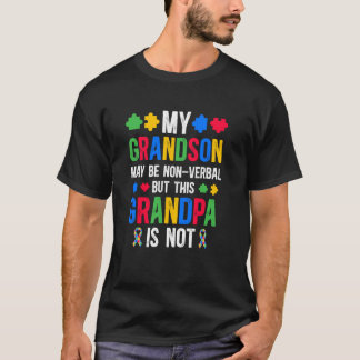 Camiseta Mi nieto orgulloso autismo abuelo guerrero del aut