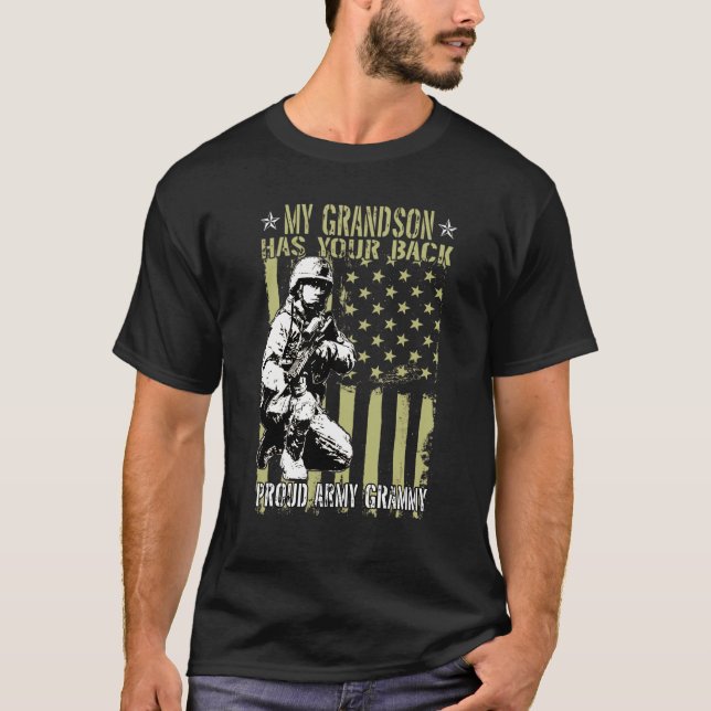 Camiseta Mi Nieto Tiene Su Grammy Del Ejército Orgulloso De (Anverso)