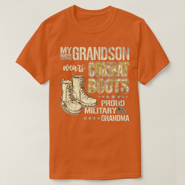 Camiseta Mi Nieto Usa Boots De Combate - Orgulloso Ejército (Diseño del anverso)