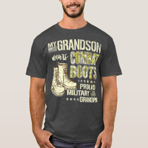 Camiseta Mi Nieto Usa Boots De Combate Orgullosos Gra Milit
