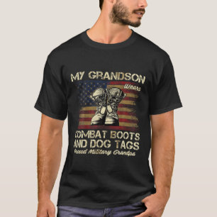 Camiseta Mi Nieto Usa Boots De Combate Y Etiquetas De Perro